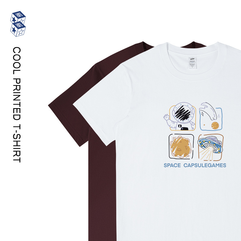 Men's Summer 230g Cosmic Graffiti Print T-Shirt, Men's Round Neck Trendy Brand Short-Sleeve Casual Stylish Base Shirt, Women's Ins Style Men's Summer 230g Cosmic Graffiti Print T-Shirt, Men's Round Neck Trendy Brand Short-Sleeve Casual Stylish Base Shirt, Women's Ins Style