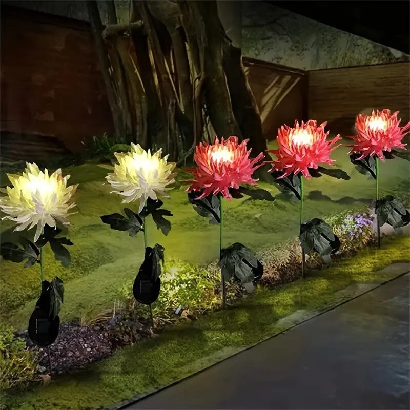 led太阳能灯地插灯彼岸花百合花玫瑰花仿真花蒲公英草坪铜线灯串|undefined