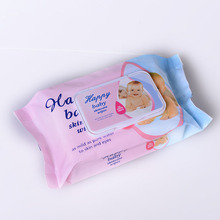 64片帶蓋加厚寶寶濕巾 粉色袋裝嬰兒濕巾 兒童護理濕巾批發