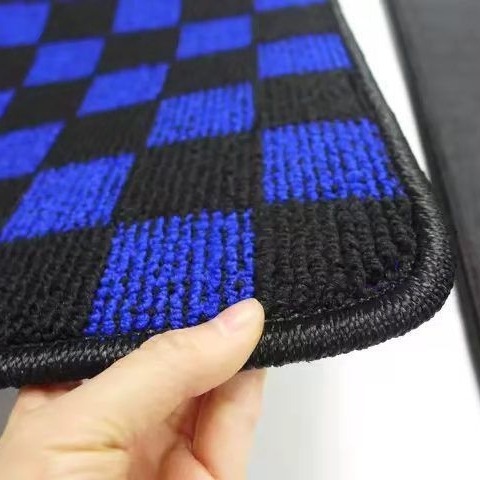 Best-selling ethnic velvet checkerboard car floor mat set of five, universal, non-slip and wear-resistant