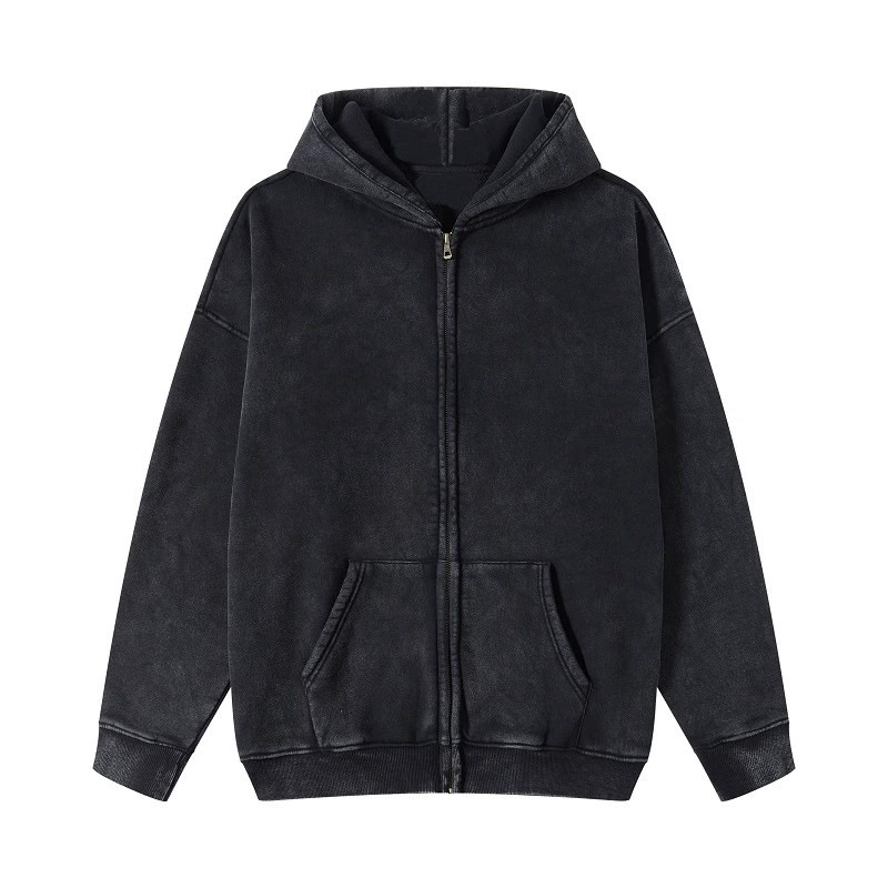 Американский ретро стирает старый свитер кардиган с молнией пальто с капюшоном для мужчин и женщин