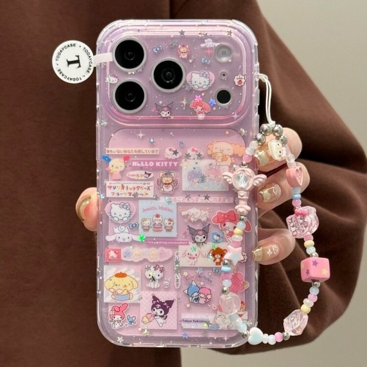 Cartoon Glitter Sanrio Suitable for Apple 17Promax Mobile Phone Case Iphone16 Portable 14 Cute 13 Hard 15 Cartoon Glitter Sanrio Suitable for Apple 17Promax Mobile Phone Case Iphone16 Portable 14 Cute 13 Hard 15
