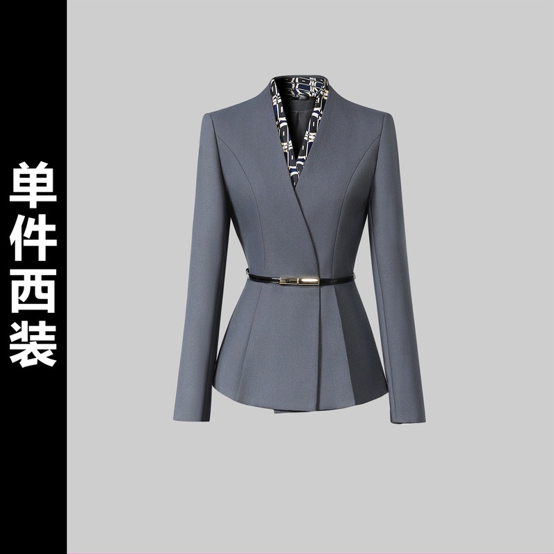 灰色职业西装套装女高级感酒店前台工装制服珠宝店经理工作服高端|undefined