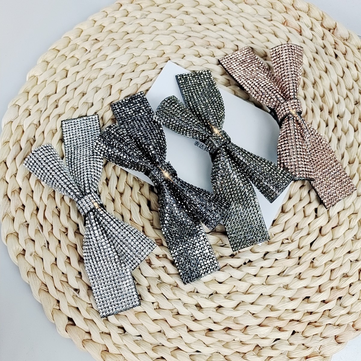 高級感水鑽蝴蝶結閃鑽髮夾彈簧夾子簡約氣質網紅女後腦勺頂夾髮飾