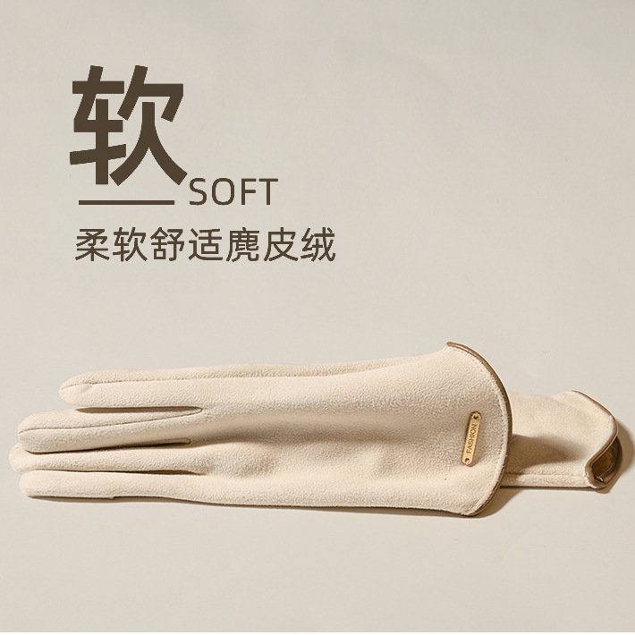 日本の手袋の冬の女性のベルベットは、車のタッチパネルのベルベットの保温防寒手袋の冬の国境を越えた