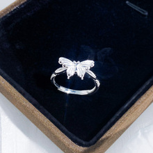 S999足银蝴蝶戒指小众设计时尚高级甜美ins风小清新指戒电镀
