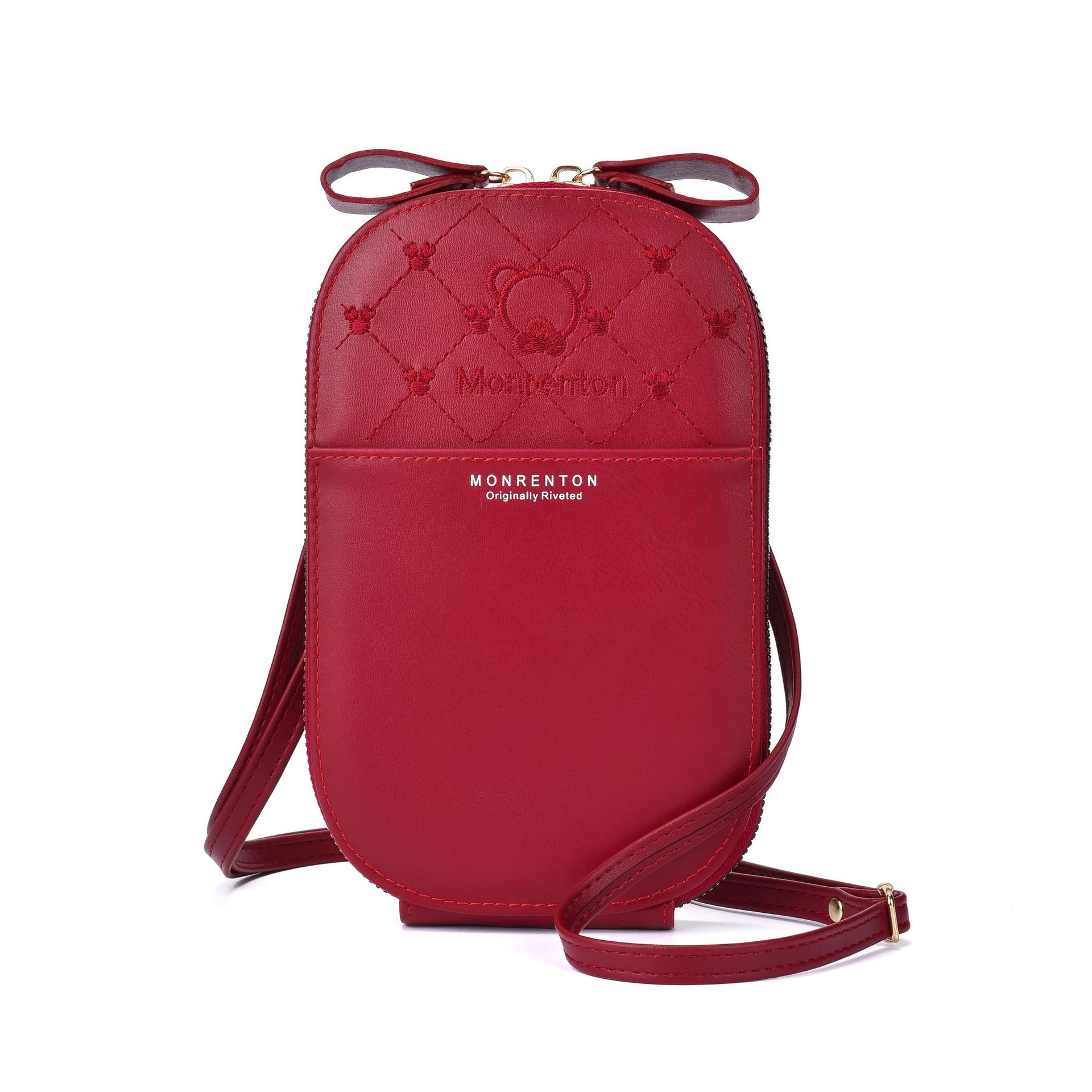 Women's Pu Leather Stripe Bear Cute Oval Zipper Crossbody Bag display picture 13