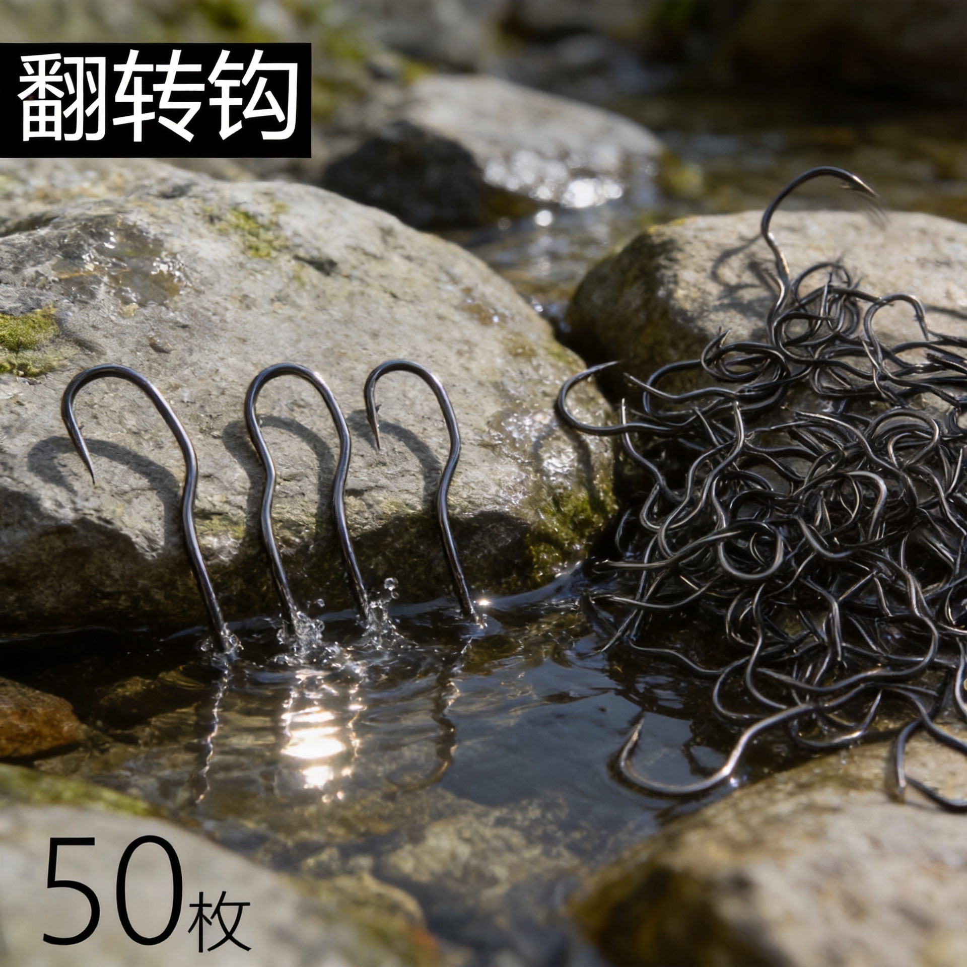 Automatic Flip Hook Bulk 3-shaped Hook Three-curved Hook Carbon Steel Crank Barb Put Spit Hook Wild Fishing Crucian Carp Fishing