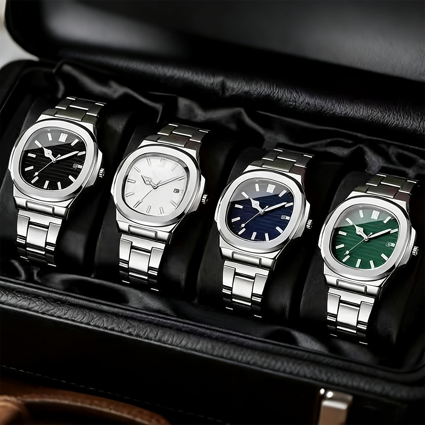 Cross-Border New Model Round Sports Business Steel Band Watch Men's Multi-Color Quartz Watch Factory Wholesale Stainless Steel