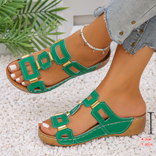 European and American Cross-Border Large Size Casual Pure Color Slippers for Women 2025 New Thick-Soled One-Line Fashionable Lightweight Fish Mouth Slippers