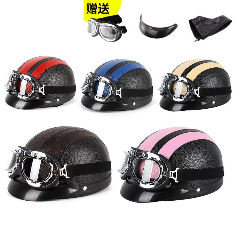 Manufacturer Wholesale Safety Helmet Electric Vehicle with Goggles Summer Sunshade Breathable Men and Women All-Season Cycling Half Helmet