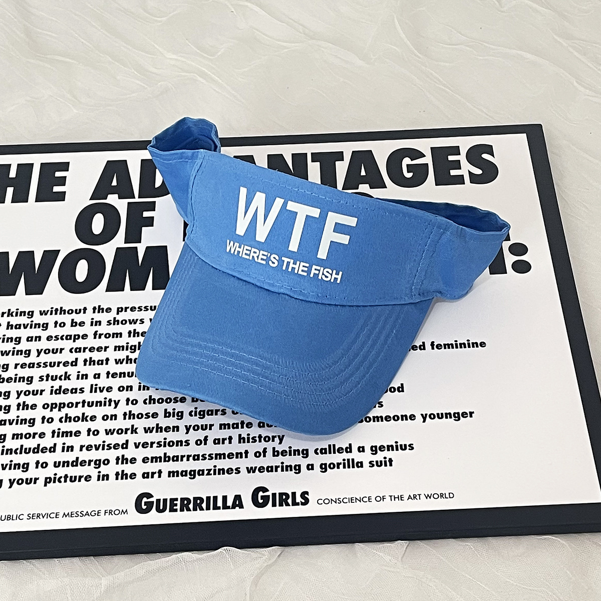 Unisex WTF printed letter empty top hat display face small UV protection sun hat casual everything for men and women_voghion.com