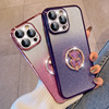 适用苹果14promax手机壳暗紫色Phone13pro镜头全包12渐变闪粉熊11