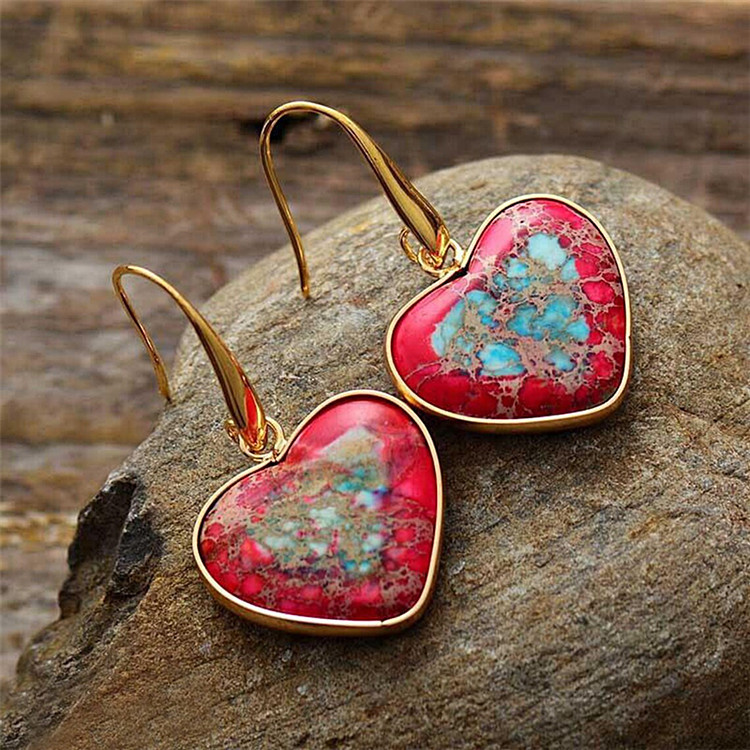 1 Pair Classic Style Water Droplets Patchwork Agate Drop Earrings display picture 1