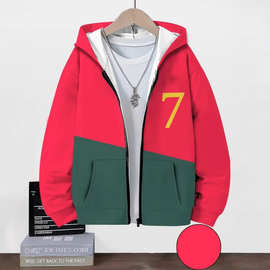 亚马逊跨境新款热卖童装长袖开衫拉链连帽衫3D印花运动球服休闲男