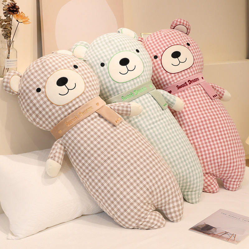 Bufandas de dibujos animados osos dormidos almohada de brazo largo dormitorio piernas de sujeción lateral almohada de cama almohada de cama almohada tela desmontable