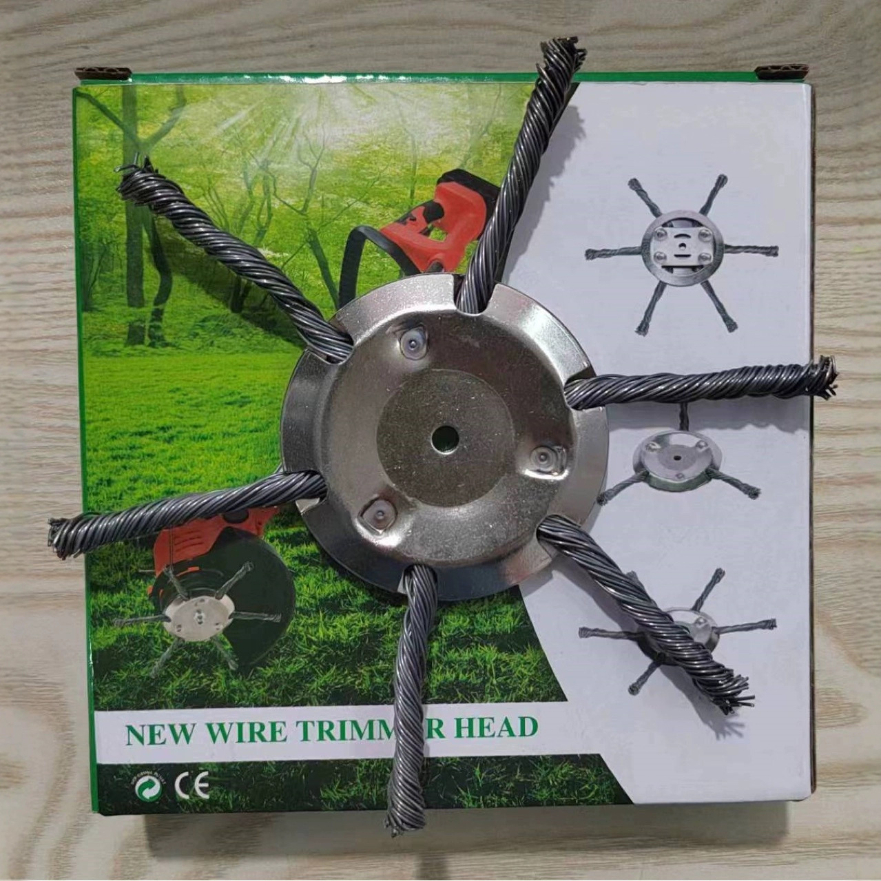 厂家直销锂电钢丝3刀 6刀除草轮扭丝除锈盘割草机刀片钢丝