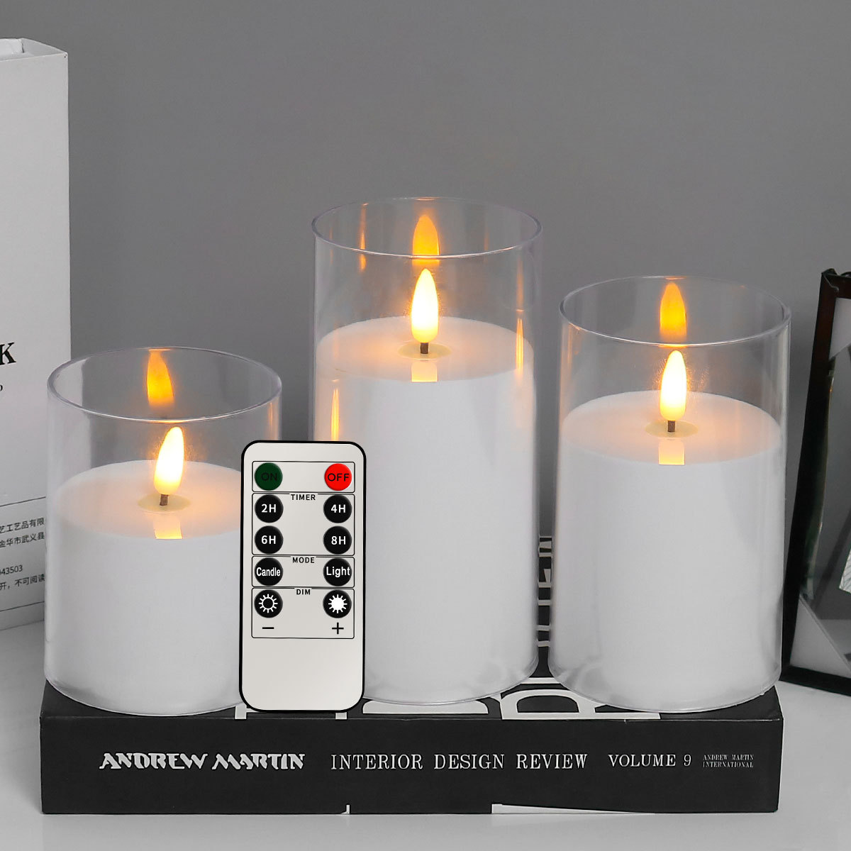 리모컨이 포함된 총알 흰색 투명 3종 세트