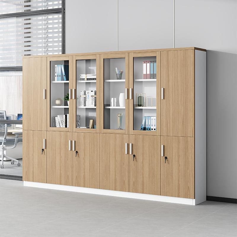 Wooden minimalist modern filing cabinet file cabinet storage cabinet bookcase with glass lock office cabinet