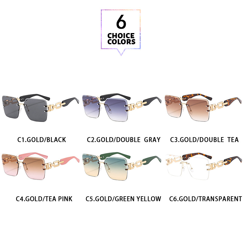 Sunglasses Classification Vacation Simple Style Streetwear Solid Color PC UV400 Protection Square Frameless Women's Sunglasses