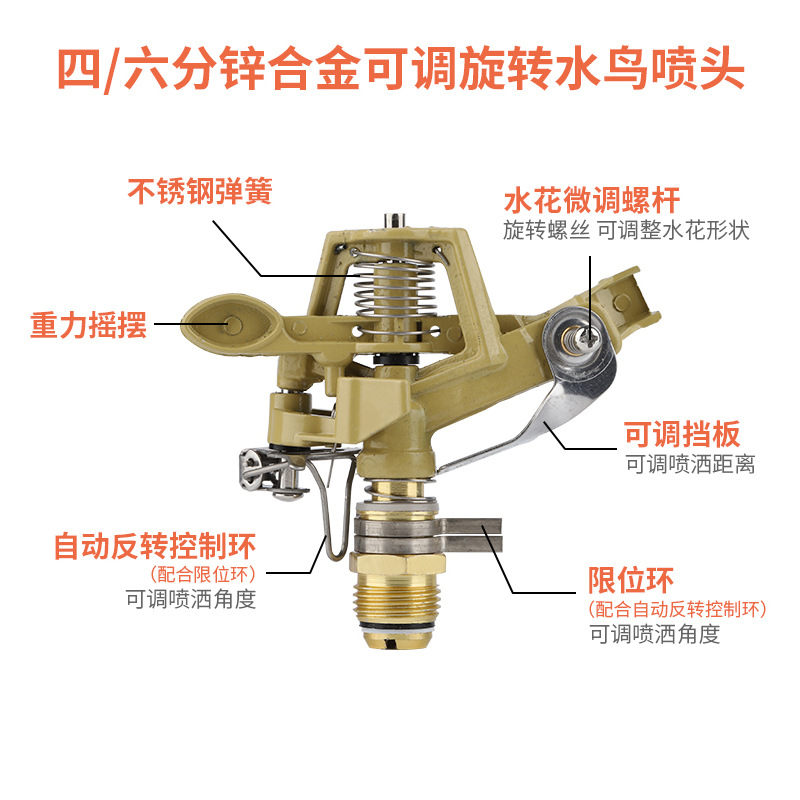 360度灑水噴灌噴水器噴頭園林噴淋園藝澆水自動旋轉綠化草坪灌溉