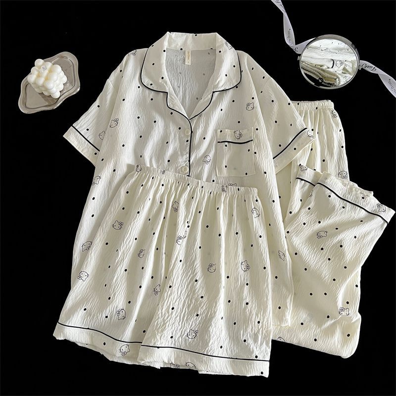 120G nubes de algodón pijama de mangas cortas tres piezas conjunto de ropa para el hogar TK comercio exterior pedidos entidad mayorista transfronterizo del sudeste asiático