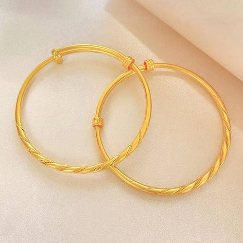 Gold-plated Sand Beads Bracelet 4N Crochet Women's Style Copper with Gold-plated Inheritance of Ancient Techniques Unique Design Wholesale