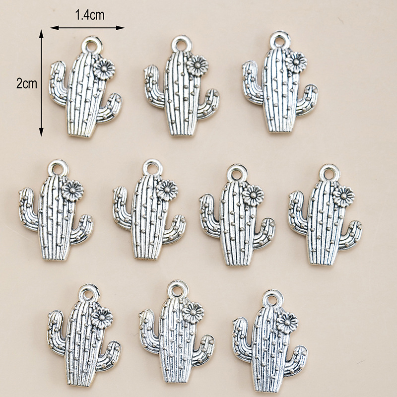 25g Weight Pendant Jewelry Making Type 10 Pieces Alloy Cactus Pendant