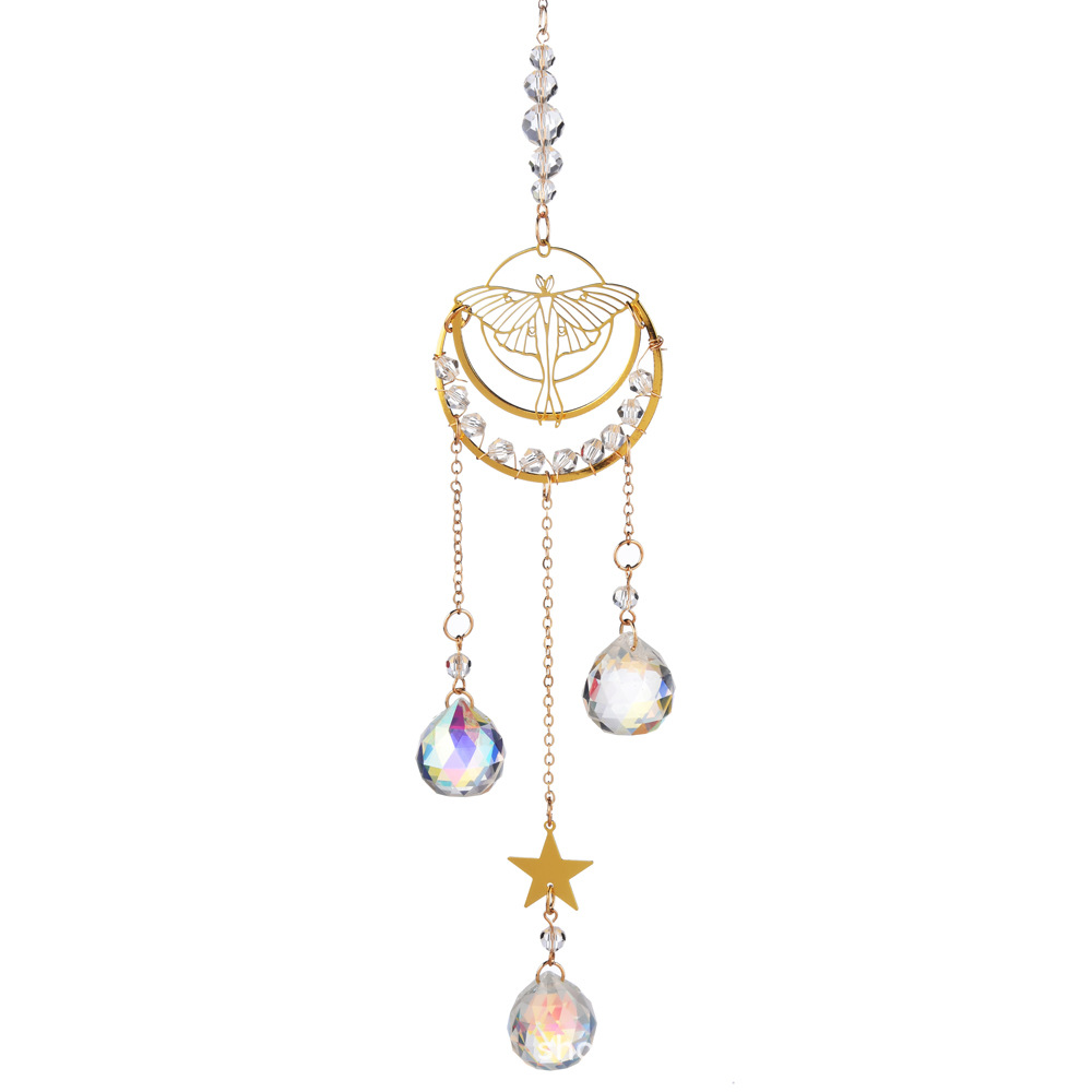 Fabricante de origen de Sun Catcher Nuevos productos transfronterizos Decoración de jardín Hermoso colgante Luna Mariposa Moth Sunshine Catcher