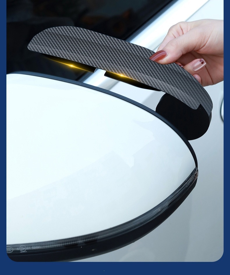 Car Rearview Mirror Rain Shield Carbon Fiber Small Round Mirror Integrated Reflector Rotating Blind Spot Mirror Reversing Mirror Rain Shield