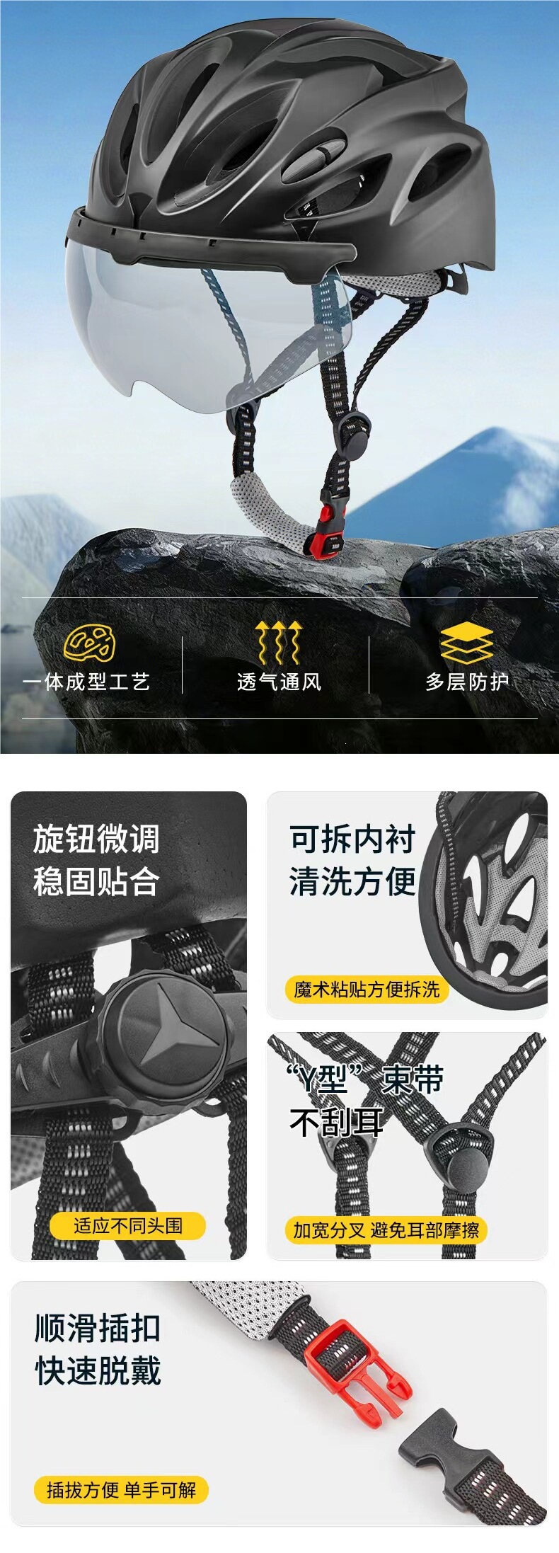 Summer ultra-light delivery rider helmet, one-piece snap-on helmet with high-definition goggles, other