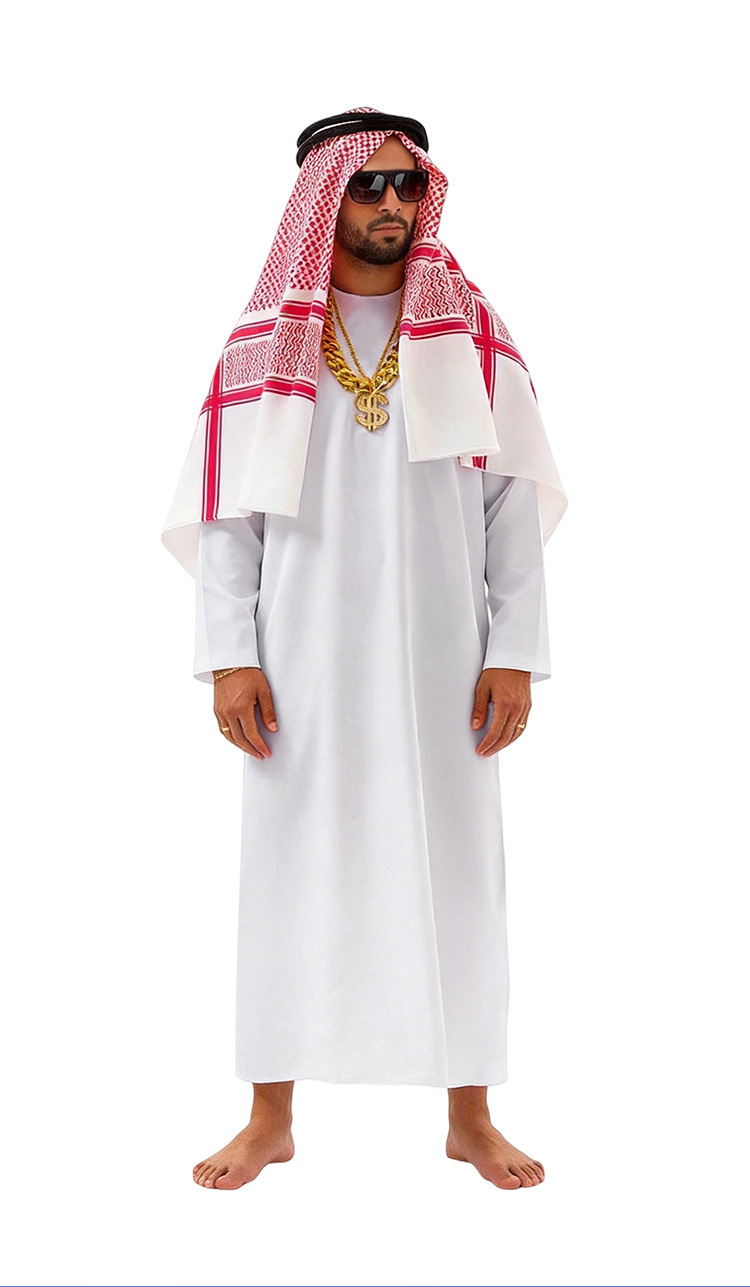 Arab-style Costume Robe, Unisex Dubai UAE Cosplay Performance Outfit, Middle Eastern Wealthy Person Attire_ecoleips.com