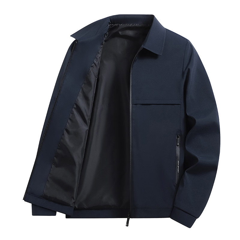 Men's Clothing manufacturers spring and autumn new middle aged and elderly thin coat lapel solid color zipper men's jacket one piece dropshipping_voghion.com