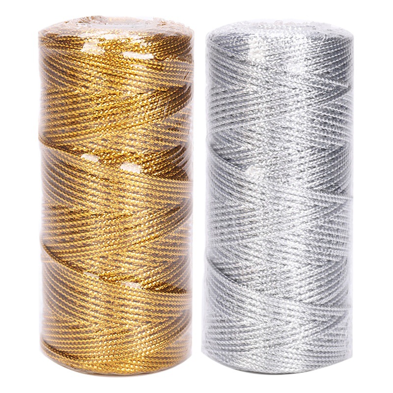 1,5mm de oro y plata línea de etiqueta de alambre 16-Strand plano hueco de alambre de oro no elástico línea de embalaje de regalo transfronterizo Venta caliente