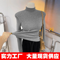 包芯纱面料 秋冬半高领修身毛衣打底衫女2025新款内搭上衣针织衫