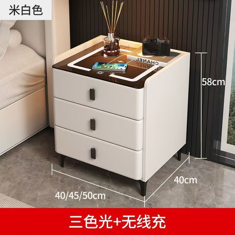 미색 (3단 서랍) 무선 충전 + 3색 조명