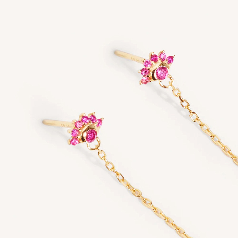 925 Sterling Silver Ear Needle Material 18K Real Gold Plated Plating Material Zircon Inlay Material 1 Piece Sweet Devil'S Eye Inlay 925 Sterling Silver Copper Zircon Drop Earrings