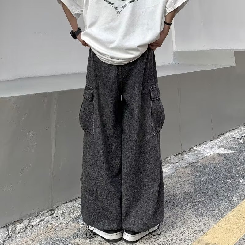 Herren Cargo Jeans Vintage Look Gerade Passform Distressed Denim_voghion.com