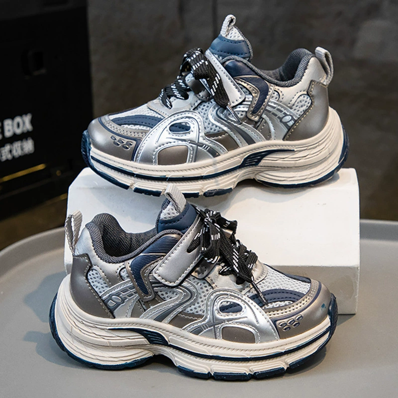 Детская обувь для папы, спортивная обувь для девочек, весенне-осенняя новая дышащая сетчатая обувь в корейском стиле, универсальная повседневная обувь для девочек на мягкой подошве.