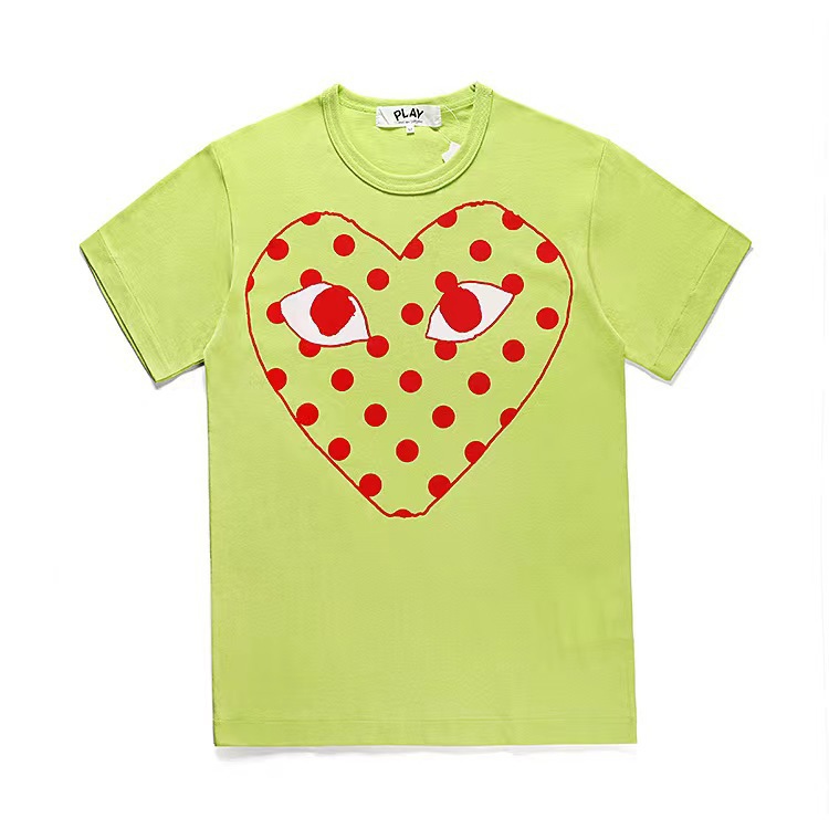 CDG川久play2023年夏純色桃心愛刺繍プリント男女同型半袖tシャツ