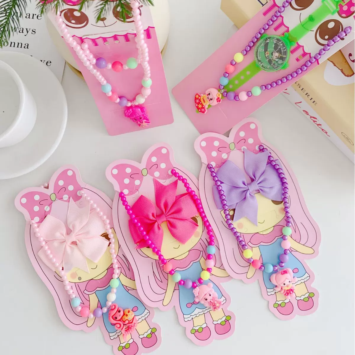 儿童项链首饰套装卡通可爱小女孩配饰吊坠串珠手链百搭玩具饰品