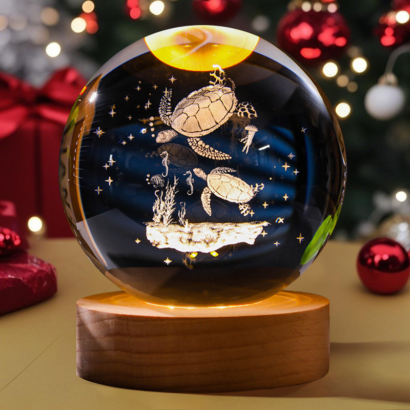 Astronauta luminosa bola de cristal lámpara de noche 3D escultura decoración de mesa para reuniones de estudiantes regalos personalizados