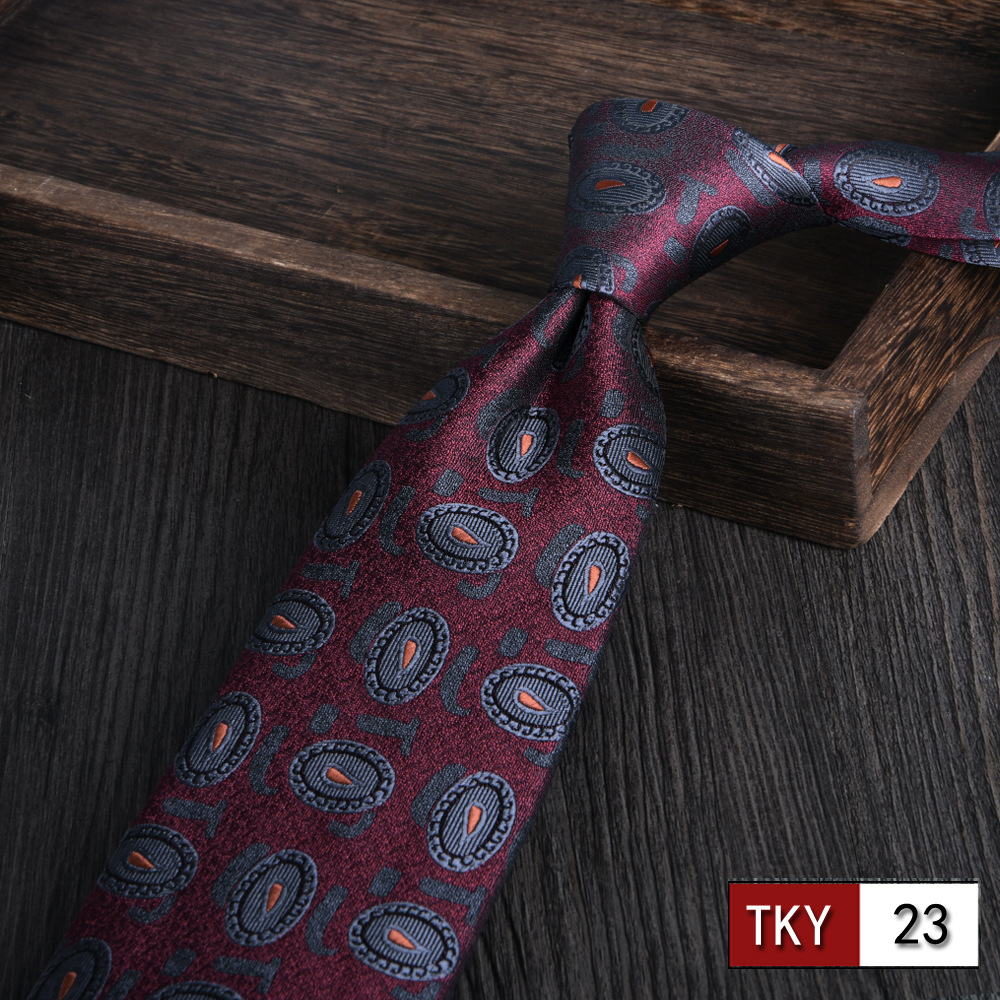 Corbata hombre vestido de negocios profesionales vino rojo novio casamiento Jacquard 8cm mano nueva tendencia spot