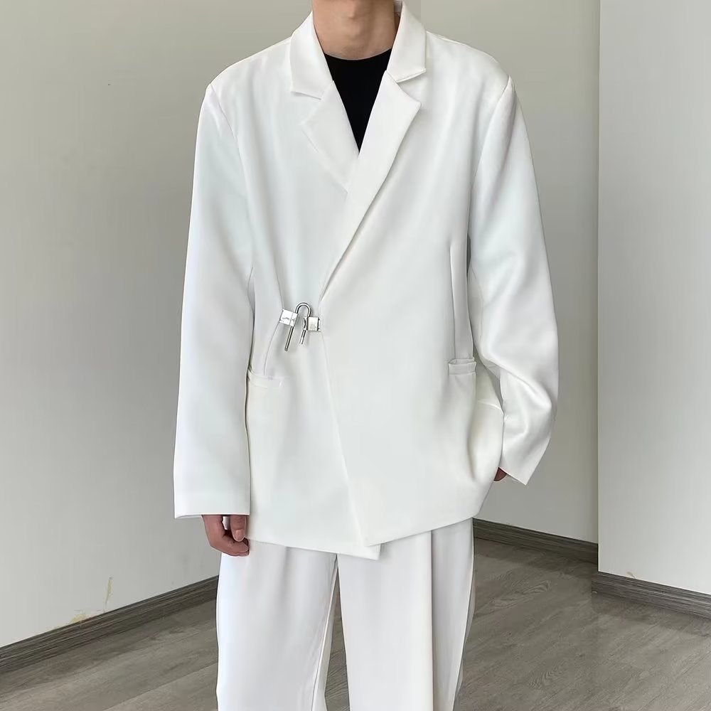 Chaqueta de traje con sentido de diseño con bloqueo de bolsillo para hombre de moda