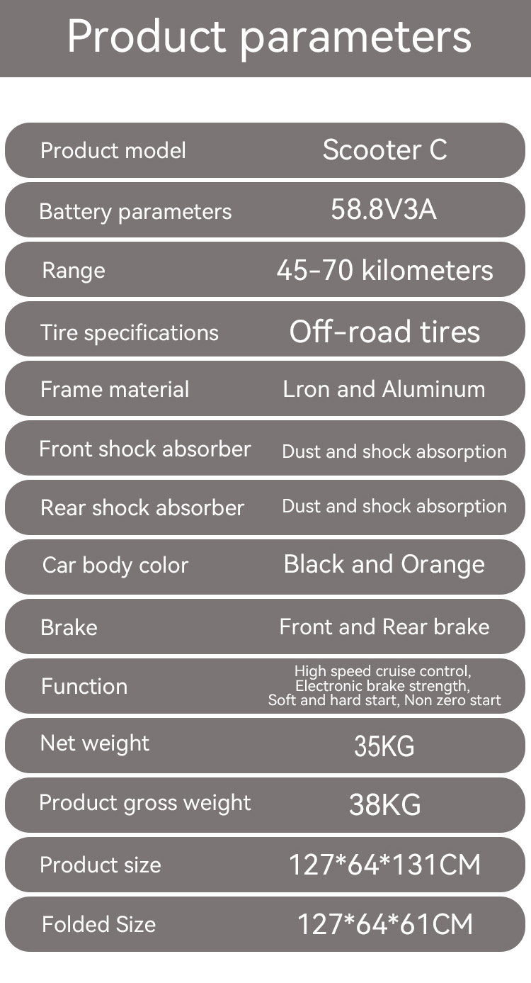 Retuol 10.5-Inch 60V Off-Road Dual-Drive Electric Scooter Adult Foldableing Scooter Dropshipping