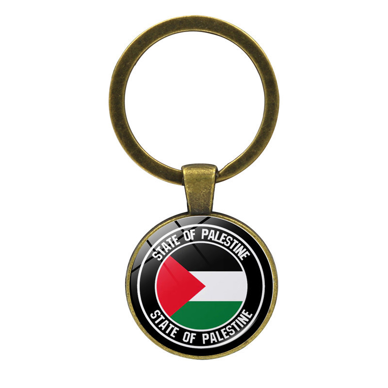 Llavero colgante de cristal de la bandera palestina Palestina anti-guerra paz colgante llavero
