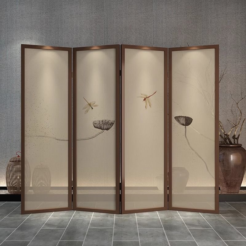 New Chinese Style Folding Screen Mobile Solid Wood Partition Living Room Simple Modern Office Hotel Entrance Blocking Folding Screen
