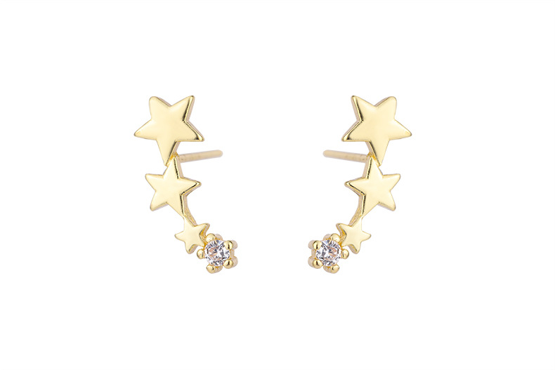 Fashion Star Copper Inlay Zircon Ear Studs 1 Pair