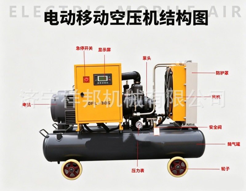 22kw mobile machine for mining sites, small variable-frequency energy-saving low-noise integrated mobile screw air compressor