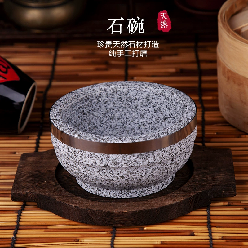 Коммерческая каменная чаша пибимпап из натурального камня, корейская кухня, настоящая корейская каменная чаша, высокотемпературная кухонная утварь